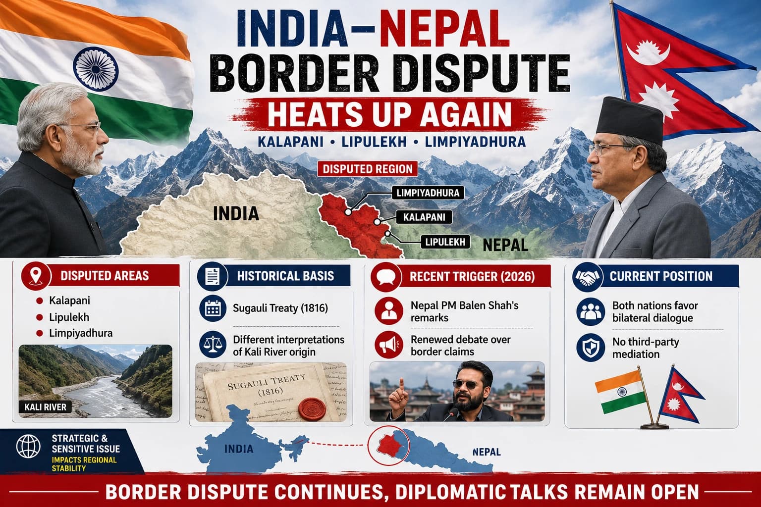 India-Nepal Relations: Historical Background, Border Disputes & Current Scenario | UPSC2026